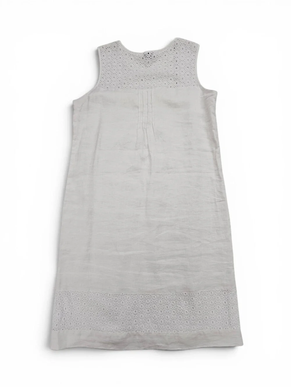Blu No. 9 White Linen Shift Dress With White Eyelet Accents In Size XS NWT